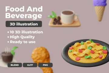 Nahrungsmittel und Getränke 3D Icon Pack