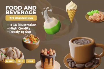 Nahrungsmittel und Getränke 3D Icon Pack