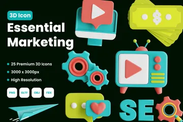 Marketing Essencial Pacote de Icon 3D