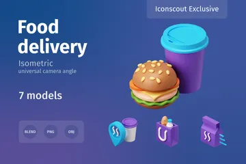 Lebensmittellieferservice 3D Illustration Pack