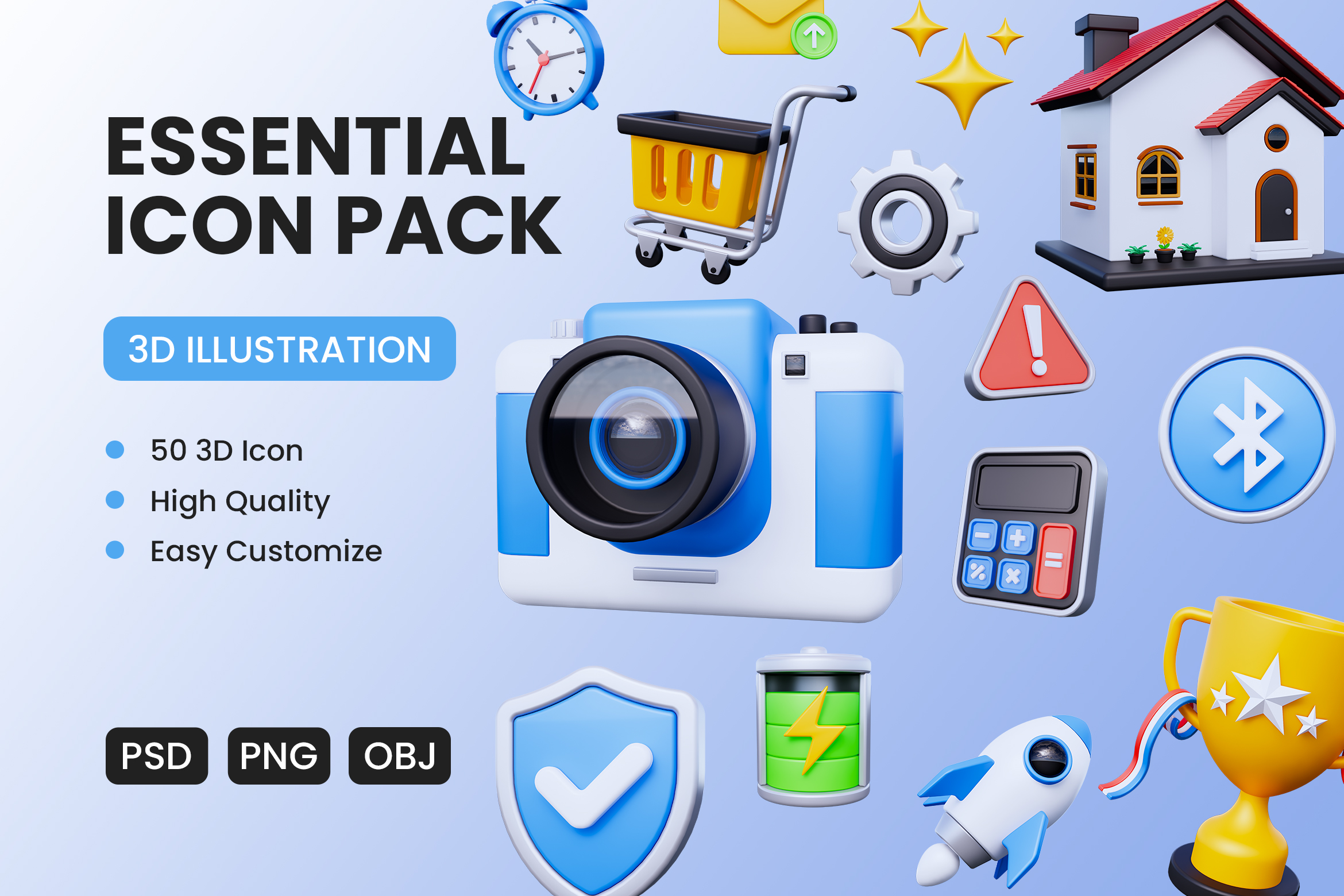 Essential 3D Icon Pack - 50 Free Download User Interface 3D Icons ...