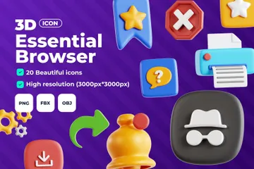 Essential Browser 3D Icon Pack
