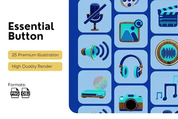 Essential Button 3D Icon Pack