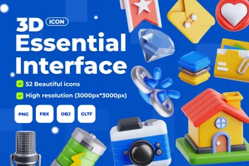 Essential Interface 3D Icon Pack