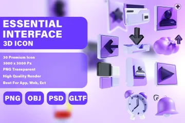 Essential Interface 3D Icon Pack