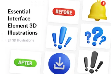 Essential Interface Element 3D Illustration Pack
