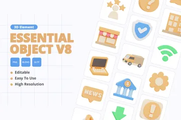 Essential Object V8 3D Icon Pack