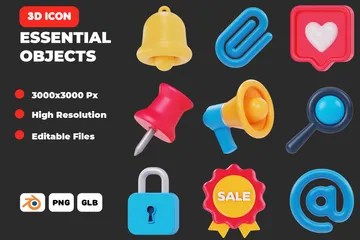 Essential Objects 3D Icon Pack