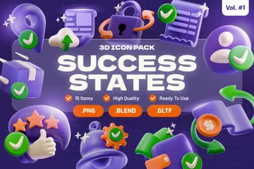 Estados de sucesso da IU Pacote de Icon 3D