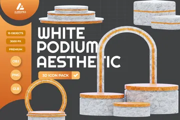 Estética do Pódio Branco Pacote de Icon 3D