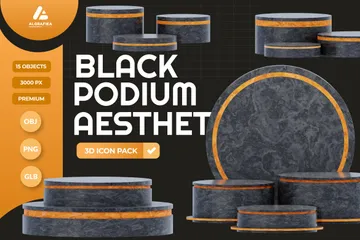 Estética do pódio preto Pacote de Icon 3D