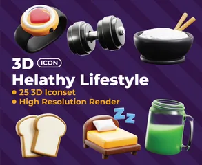 Estilo de vida saudável Pacote de Icon 3D