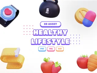 Estilo de vida saudável Pacote de Icon 3D