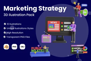 Estratégia de marketing Pacote de Illustration 3D