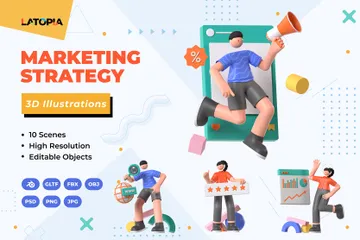 Estratégia de marketing 3D Illustration Pack