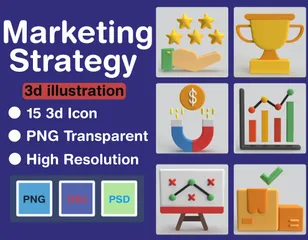 Estrategia de mercadeo Paquete de Icon 3D