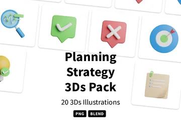 Estratégia de Planejamento Pacote de Icon 3D
