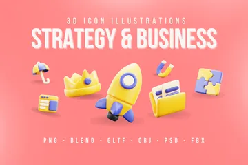 Estrategia y Negocios Paquete de Icon 3D