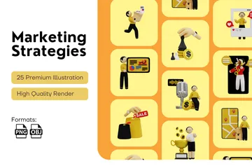 Estrategias de marketing Paquete de Illustration 3D