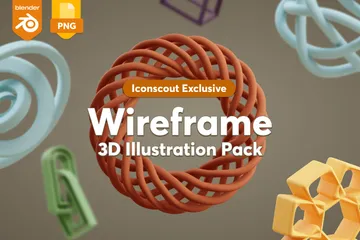 Estructura alámbrica Paquete de Illustration 3D