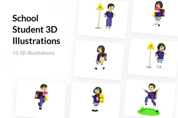 Estudante de escola Pacote de Illustration 3D