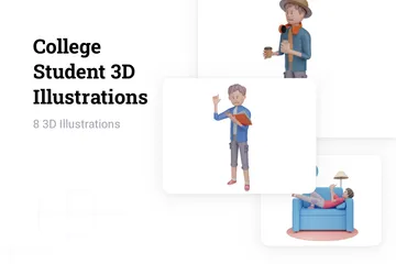 Estudante de faculdade Pacote de Illustration 3D