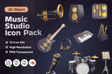 Estúdio de música Pacote de Icon 3D