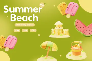 Plage d'été Pack 3D Icon