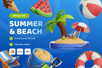 Plage d'été Pack 3D Icon