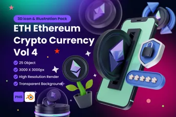 Criptomoneda ETH Ethereum Volumen 4 Paquete de Icon 3D