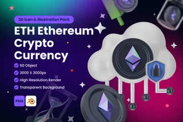 ETH Ethereum Cryptocurrency 3D Icon Pack
