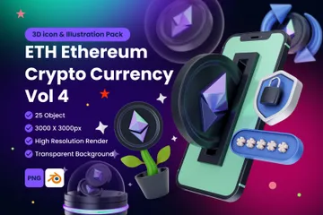 ETH Ethereum Cryptocurrency Volume 4 3D Icon Pack