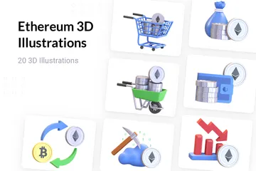Ethereum Pack 3D Illustration