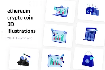 Ethereum Crypto Coin 3D Illustration Pack