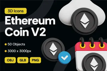 Ethereum Crypto Coin V2 3D Icon Pack