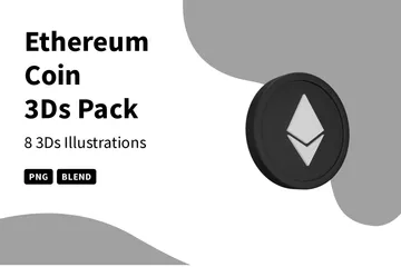 Moeda Ethereum Pacote de Icon 3D