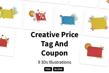 Etiqueta de precio y cupón creativos Paquete de Icon 3D