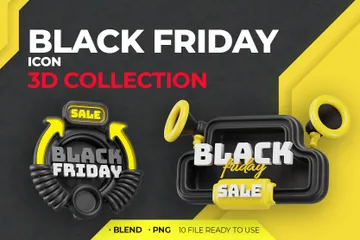 Etiqueta de viernes negro Paquete de Icon 3D