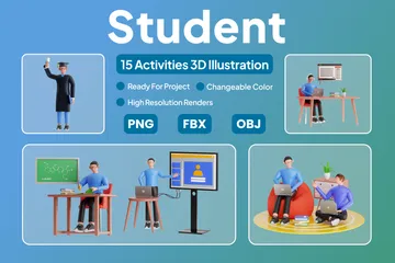 Étudiant Pack 3D Illustration