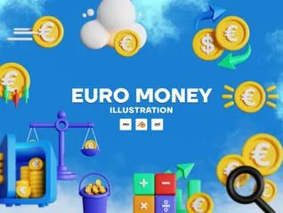 Dinero en euros Paquete de Icon 3D