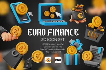 Finanzas en euros Paquete de Icon 3D