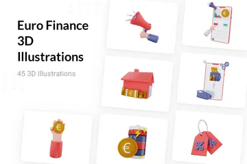 Finanzas en euros Paquete de Illustration 3D
