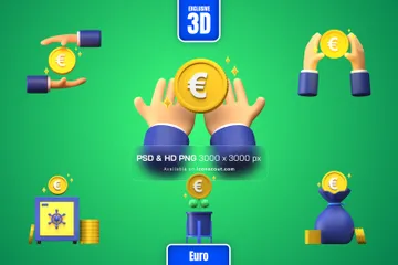 Moeda de euro Pacote de Illustration 3D