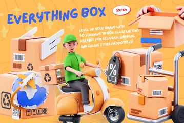 모든 것 상자 3D 일러스트레이션 Pack