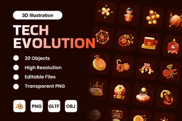 Evolução tecnológica Pacote de Icon 3D