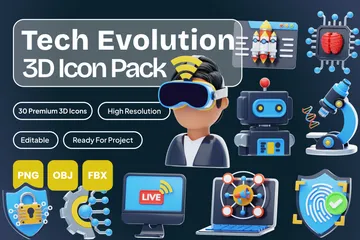 Evolução tecnológica Pacote de Icon 3D