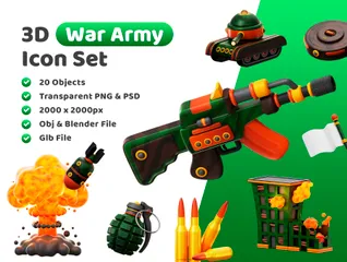 Exército de Guerra Pacote de Icon 3D