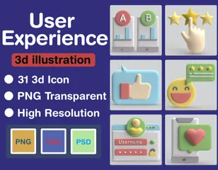Experiência de usuário Pacote de Icon 3D