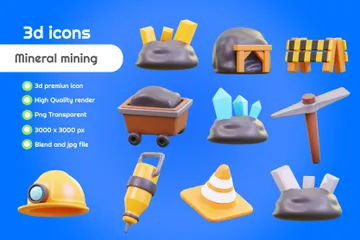 Extraction de minéraux Pack 3D Icon