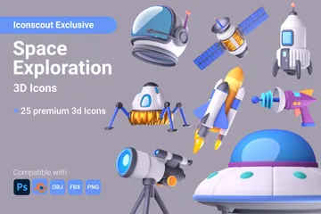 Exploração espacial Pacote de Icon 3D